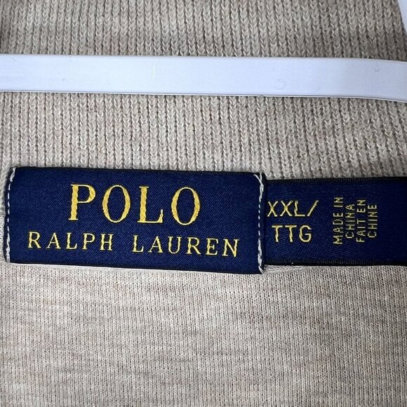 Polo Ralph Lauren Mens XXL Tan Rib Mockneck 1/4 Zip Pullover Old Money Timeless - Picture 14 of 16